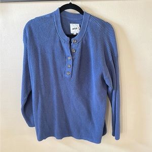 aerie oversized henley in marbled blue
